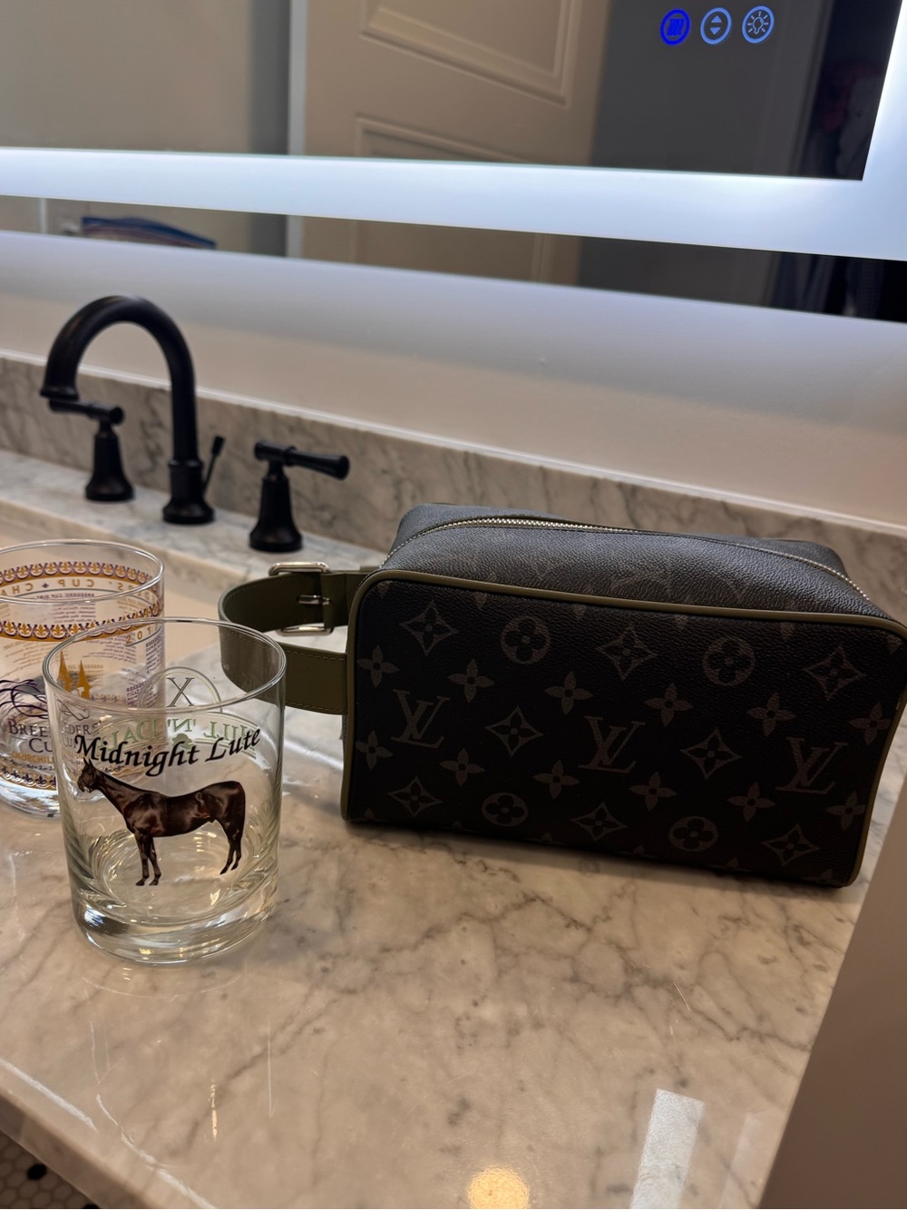Louis Vuitton Monogram Eclipse Toiletry Bag in Black and Olive Green